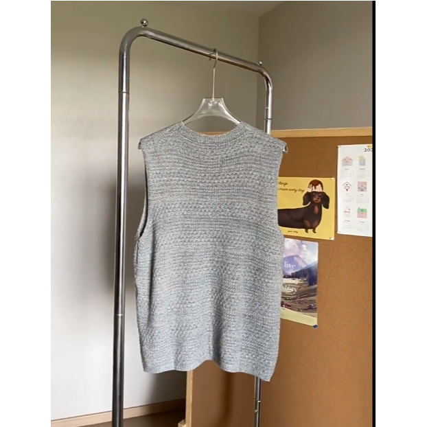 【YT SHOP】韓國 簍空針織無袖背心 短寬版型 無袖 針織 男女不拘-細節圖6