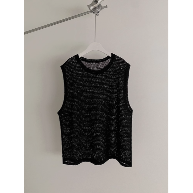 【YT SHOP】韓國 簍空針織無袖背心 短寬版型 無袖 針織 男女不拘-規格圖6