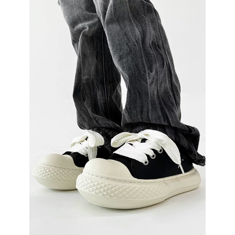 【YT SHOP】穿搭潮男必備🔥美式復古鞋 米奇 圓頭 帆布鞋 板鞋 穿搭 大頭 鞋子-規格圖11