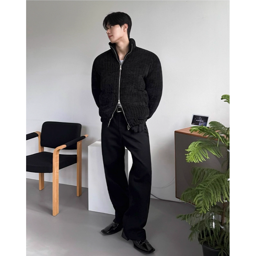 【YT SHOP】韓系高級感立領雙拉鍊夾克 男冬季寬鬆保暖棉衣外套通勤穿搭-細節圖6