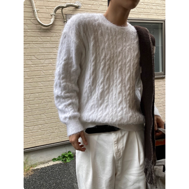 【YT SHOP】日系慵懶風 麻花針織衫 寬鬆 落肩-規格圖4