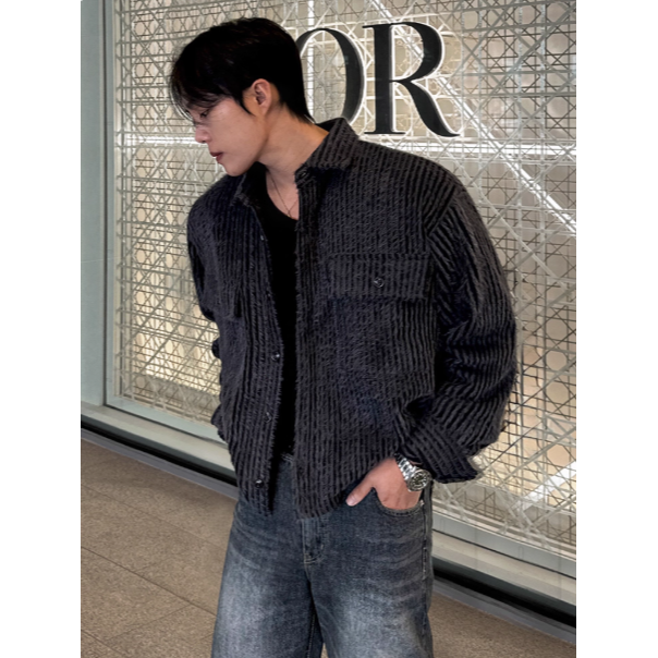 【YT SHOP】韓國｜🇰🇷｜男款｜復古風工裝短版夾克 男 冬季寬鬆 保暖外套-細節圖2