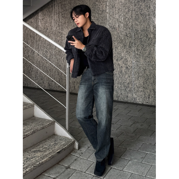 【YT SHOP】韓國｜🇰🇷｜男款｜復古風工裝短版夾克 男 冬季寬鬆 保暖外套-細節圖4