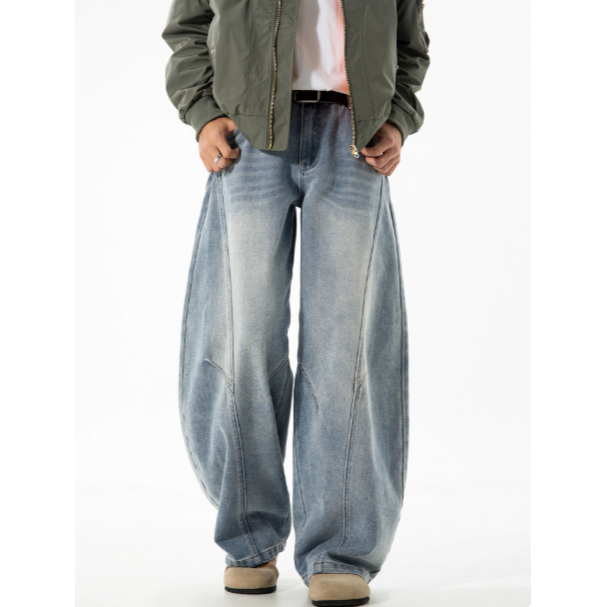 【YT SHOP】韓國｜🇰🇷｜結構彎刀褲 彎刀褲 百搭 寬鬆 寬褲 頂男必備 韓系 長褲 牛仔褲-細節圖2