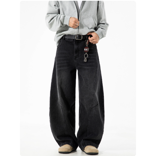 【YT SHOP】韓國｜🇰🇷｜結構彎刀褲 彎刀褲 百搭 寬鬆 寬褲 頂男必備 韓系 長褲 牛仔褲-細節圖4