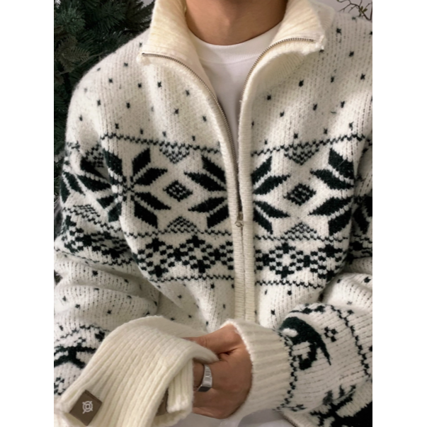 【YT SHOP】韓國｜🇰🇷｜情侶款｜雙拉鍊聖誕氛圍針織毛衣外套 情侶外套 韓系 穿搭-細節圖2