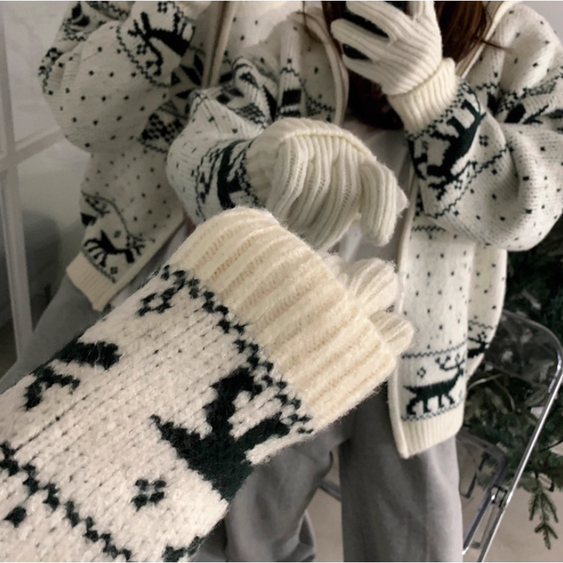 【YT SHOP】韓國｜🇰🇷｜情侶款｜雙拉鍊聖誕氛圍針織毛衣外套 情侶外套 韓系 穿搭-細節圖5