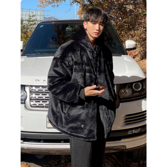 【YT SHOP】韓國｜🇰🇷｜男款｜羊羔絨外套 男士 冬季寬鬆加厚外套 韓系 穿搭 毛外套 毛絨外套-細節圖2