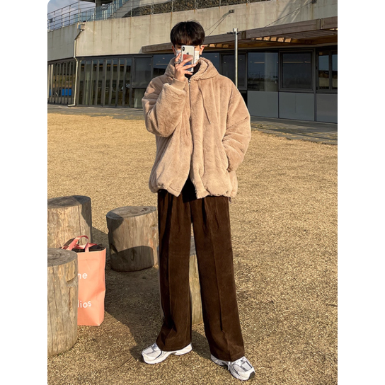 【YT SHOP】韓國｜🇰🇷｜男款｜羊羔絨外套 男士 冬季寬鬆加厚外套 韓系 穿搭 毛外套 毛絨外套-細節圖3