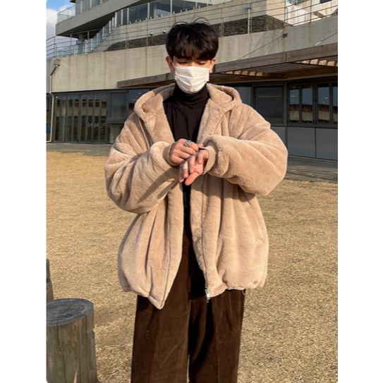 【YT SHOP】韓國｜🇰🇷｜男款｜羊羔絨外套 男士 冬季寬鬆加厚外套 韓系 穿搭 毛外套 毛絨外套-細節圖4