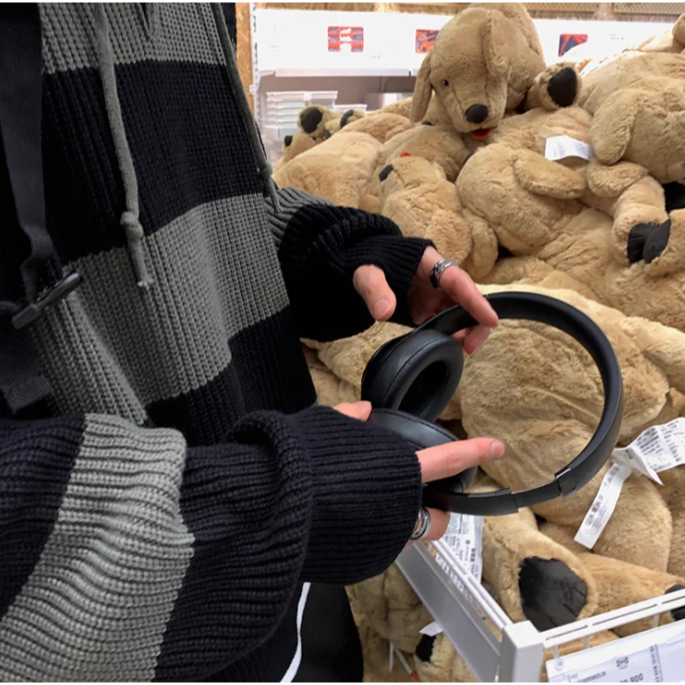 【YT SHOP】韓國｜🇰🇷｜男款｜條紋毛衣男秋季韓系寬鬆潮流慵懶風復古連帽套頭針織衫外套-細節圖6