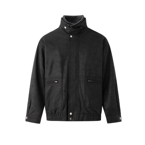 【YT SHOP】韓國｜🇰🇷｜男款｜復古風立領 PU皮 短版夾克 皮外套 男冬季寬鬆羊羔毛棉服韓國穿搭-細節圖5