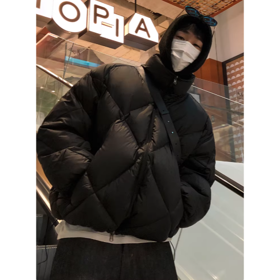 【YT SHOP】韓國｜🇰🇷｜菱格車縫羽絨外套｜保暖穿搭短版菱格車縫羽絨外套 潮流 修飾 韓系 修身-規格圖5