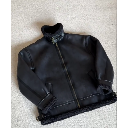 【YT SHOP】韓國｜🇰🇷｜翻領羔毛皮衣夾克｜翻領pu皮棉衣男士冬季保暖寬鬆羊羔毛外套韓系穿搭-細節圖5