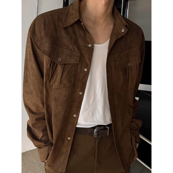 【YT SHOP】韓國｜🇰🇷｜男款｜復古風工裝長袖襯衫外套-細節圖2