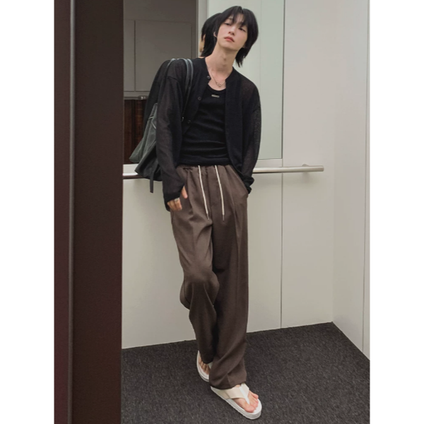 【YT SHOP】滿額送贈禮｜韓國｜🇰🇷｜冰絲防曬衣外套｜男士夏季薄款寬鬆慵懶風開襟衫長袖T韓系-細節圖4