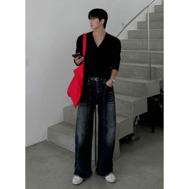 【YT SHOP】滿額送贈品｜韓國｜🇰🇷｜亨利領長袖歐巴長T｜亨利領長袖T卹男士秋季修身肌理感打底衫韓系通勤風穿搭-細節圖2