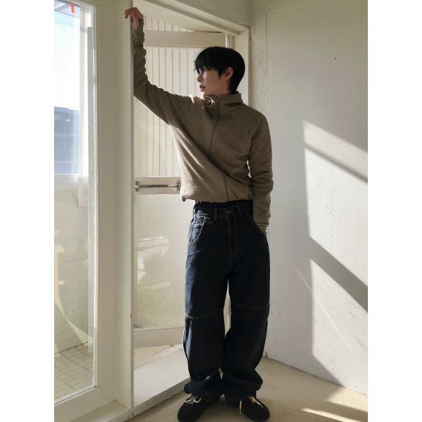 【YT SHOP】滿額送贈品｜韓國｜🇰🇷｜華夫格外套｜華夫格機能連帽衛衣男士秋季解構拼接拉鍊帽衫韓系通勤外套-細節圖3