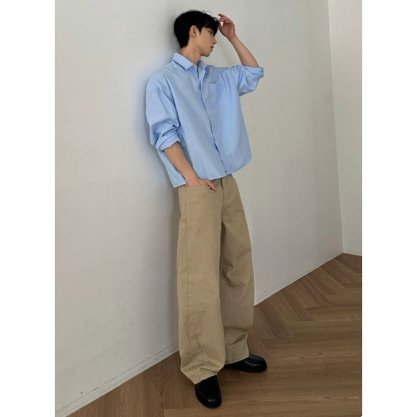 【YT SHOP】滿額送贈品｜韓國｜🇰🇷｜復古風直筒工裝褲｜韓系休閒褲男士秋季寬鬆闊腿褲韓係通勤拖地褲子-細節圖4