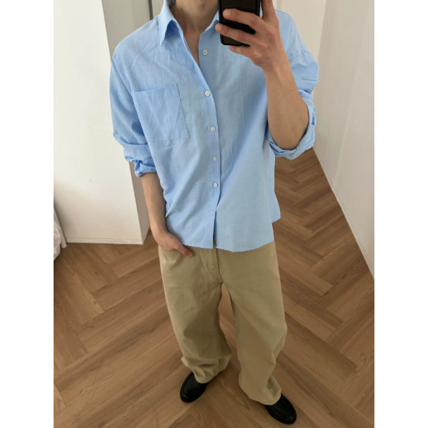 【YT SHOP】滿額送贈品｜韓國｜🇰🇷｜日系少年感長袖襯衫｜夏季襯衫外搭男士秋季新款寬鬆休閒襯衫韓系通勤穿搭-細節圖4