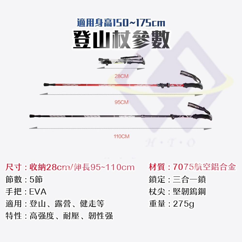 【禾統】台灣現貨 7075航空鋁折疊登山杖 附收納袋 航太鋁合金 鋁合金登山杖 登山 健走 航空鋁合金 伸縮登山杖-細節圖9