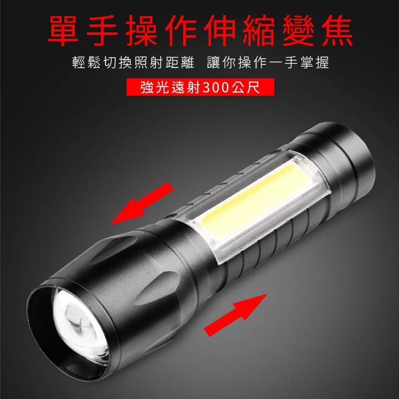 【禾統】 台灣現貨 511LED手電筒 強光爆閃手電筒 輕巧便攜 USB充電 可伸縮變焦 超迷你手電筒 露營燈 防潑水-細節圖5