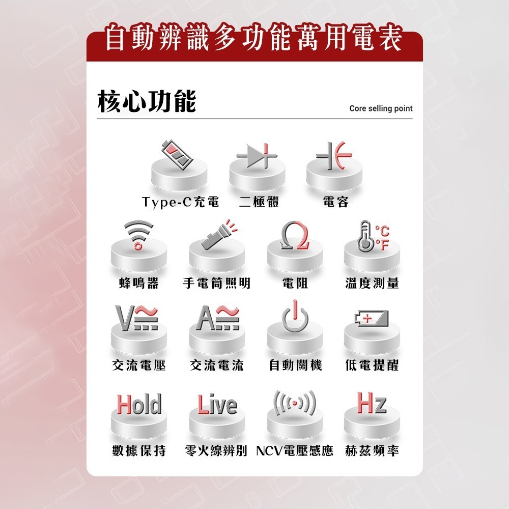 【禾統】新品上市 台灣現貨 自動辨識多功能萬用電錶 萬用表 電錶 直交流電 全自動萬用錶 數位電表 數位型 萬用電表-細節圖2
