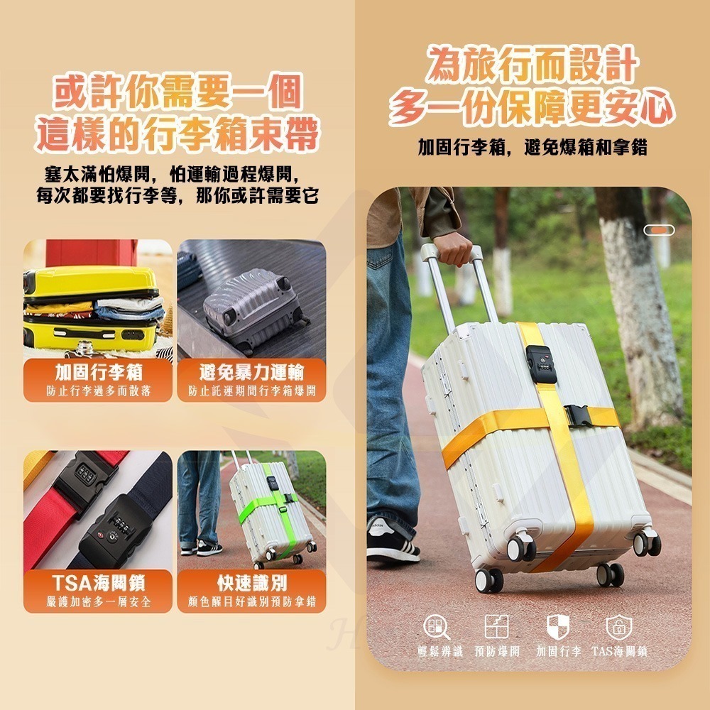 【禾統】新品上市 台灣現貨 TSA海關所行李箱束帶 行李束帶 行李箱固定帶 行李綁帶 可調節束帶 旅行 密碼鎖束帶-細節圖2