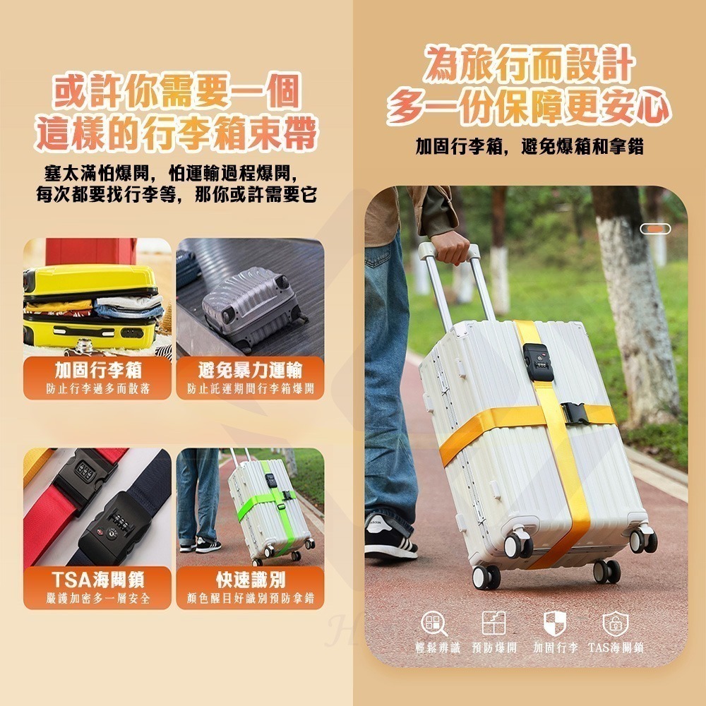 【禾統】新品上市 台灣現貨 TSA海關所行李箱束帶 行李束帶 行李箱固定帶 行李綁帶 可調節束帶 旅行 密碼鎖束帶-細節圖2