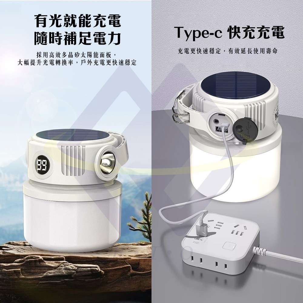 【禾統】新品上市 台灣現貨 二合一太陽能露營燈 太陽能燈 露營燈 雙光源 照明燈 露營 登山-細節圖5