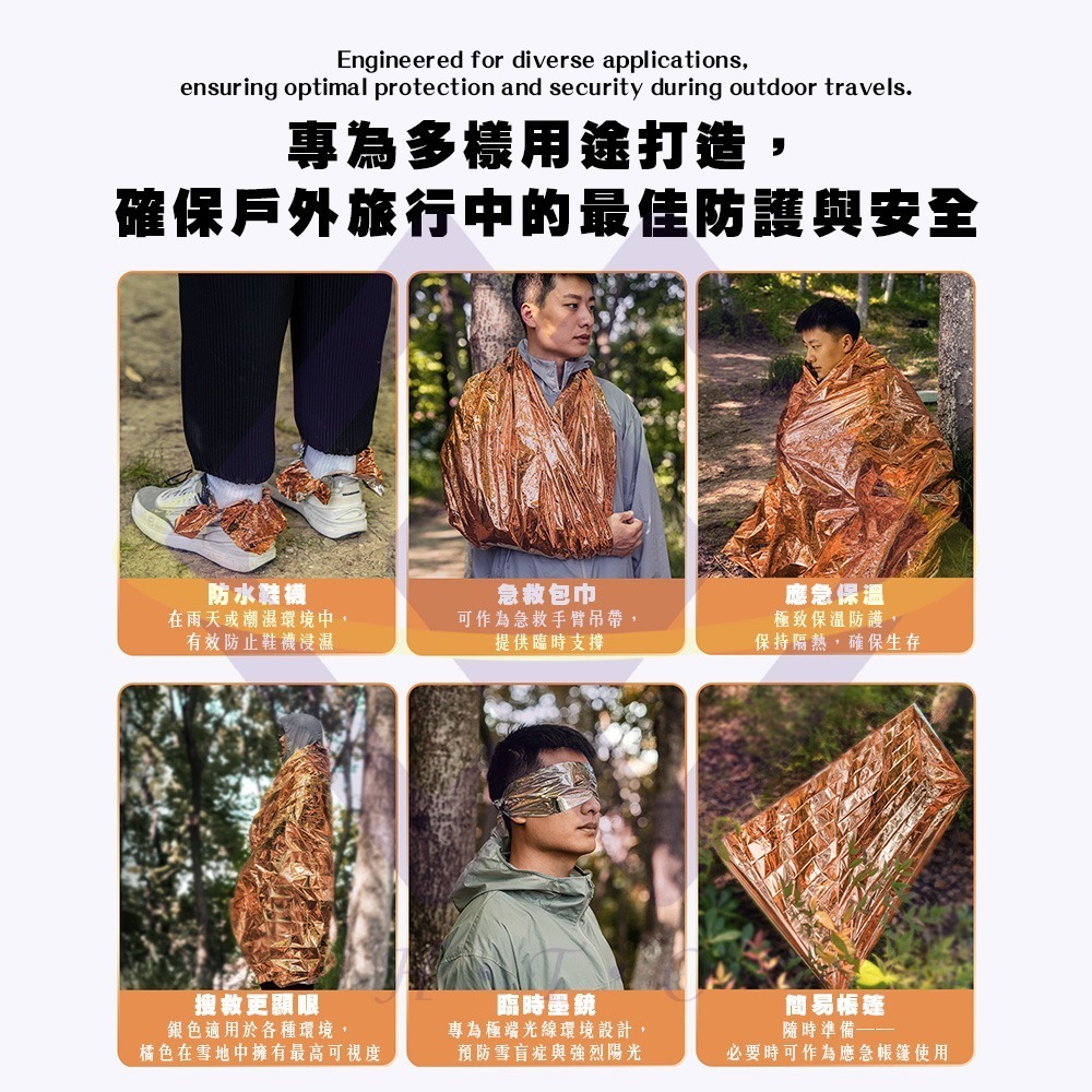 【禾統】新品上市 台灣現貨 戶外保暖急救毯 保溫毯 應急毯 生存毯 緊急救援 避難 登山 地震 旅行-細節圖6