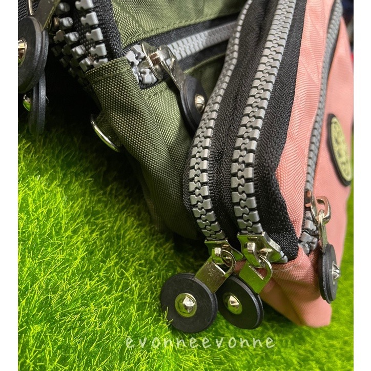 YUN JOIN 雙層拉鍊零錢包 手拿包 尼龍料 附手勾帶-細節圖2