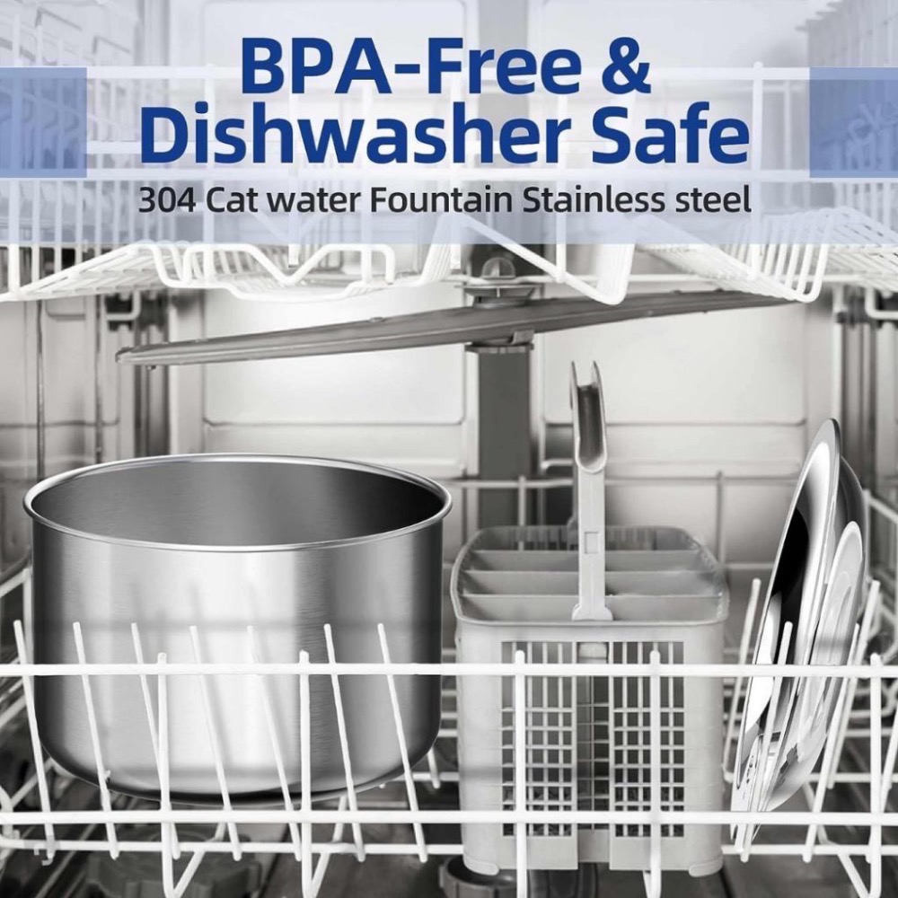 【挑嘴瓦爾】🚛台灣現貨· 保固一年🚛 寵物不銹鋼自動飲水機 人類食器等級304 超大容量  超靜音馬達-細節圖5