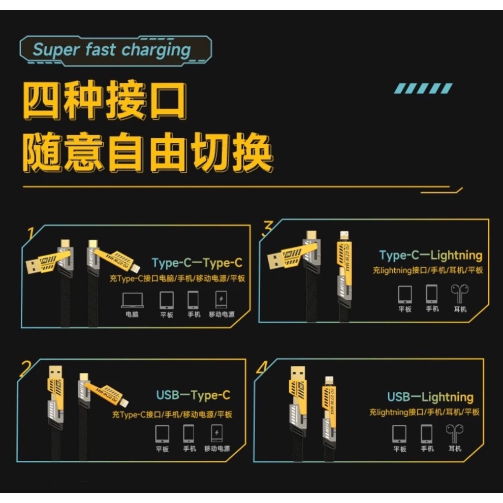 諾希4合1機甲充電線-細節圖3