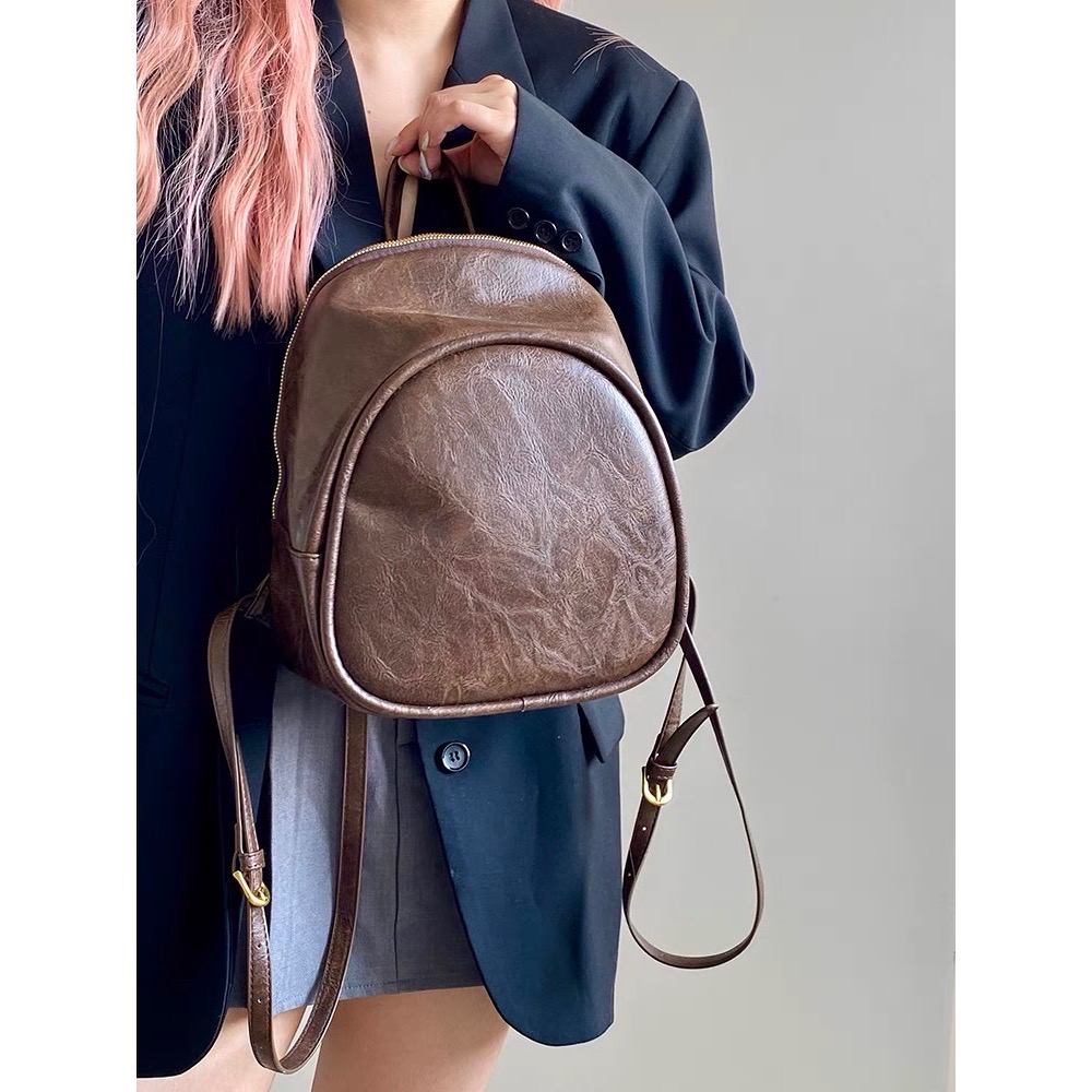 「V+ACC」橢圓後背包 蛋蛋包 大容量 復古棕 黑-細節圖4