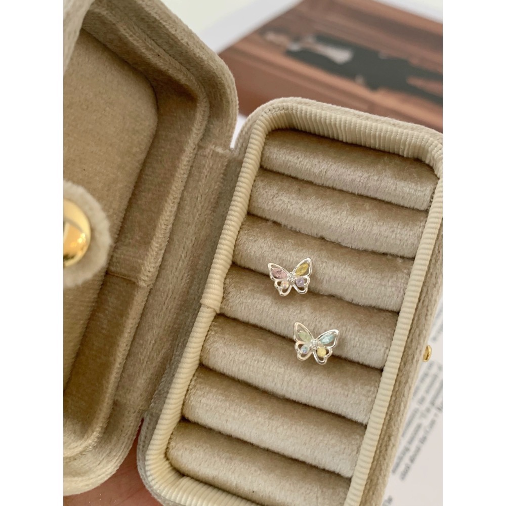 Vividom✦ 彩色小蝴蝶耳環 s925純銀 不對稱設計-細節圖2