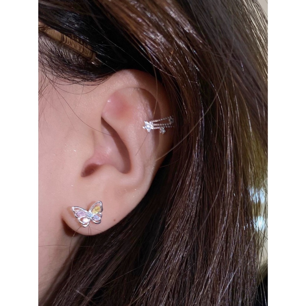 Vividom✦ 彩色小蝴蝶耳環 s925純銀 不對稱設計-細節圖5