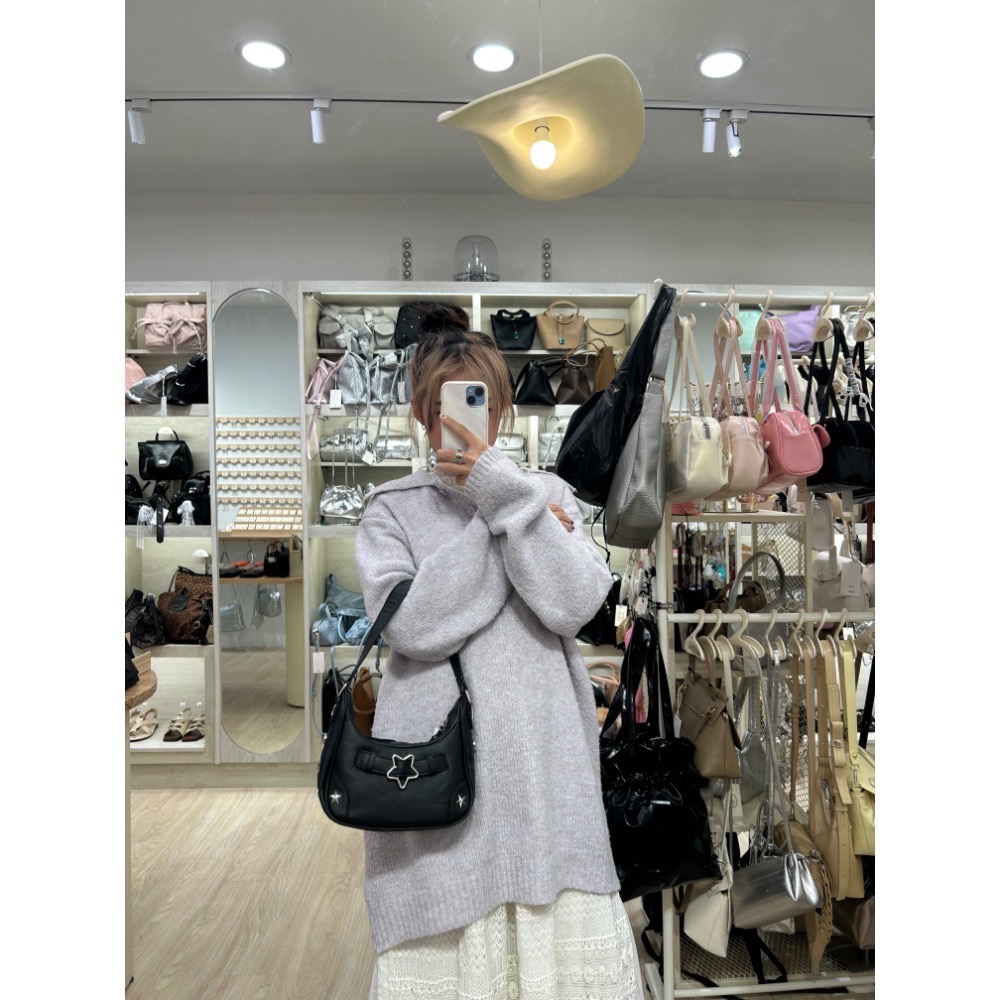 V+ ACC✦Y2K✰星星手提腋下包 黑色 白色-細節圖5