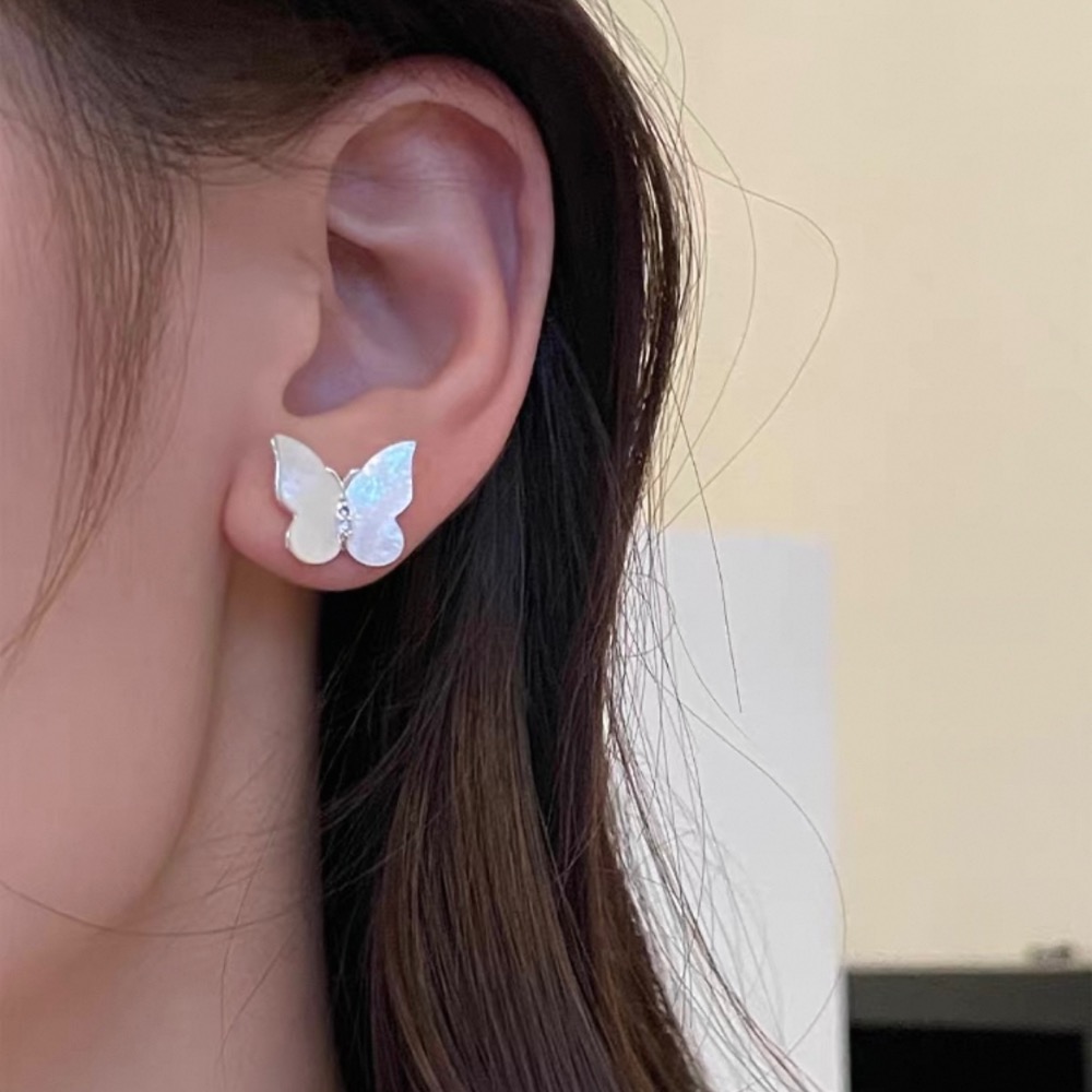 Vividom✧ 仙氣蝴蝶耳環 金色銀色 天然貝殼 純銀耳針-細節圖3