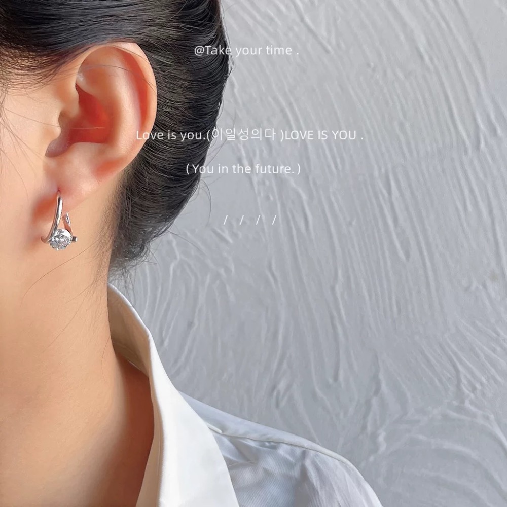 V+ ACC✦ 交會時刻鋯石閃鑽耳環 s925純銀-細節圖2