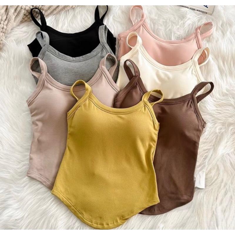 美式復古無袖吊帶背心女秋季2023新款修身顯瘦帶胸墊內搭打底上衣 細肩帶保暖背心 上班族時尚穿搭  邂逅好身材 711-細節圖5