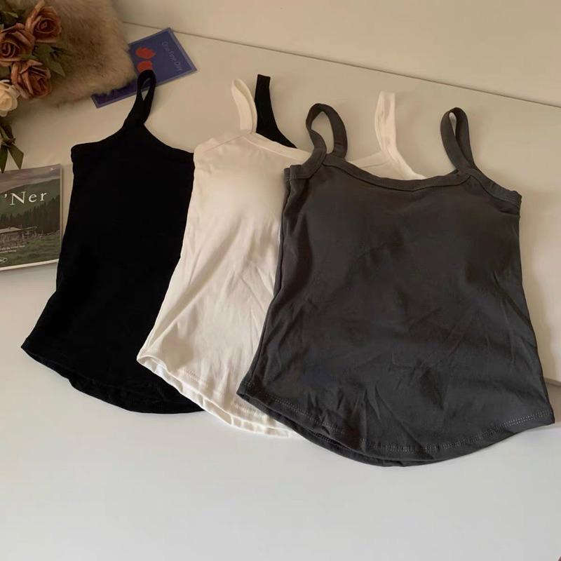 美式復古無袖吊帶背心女秋季2023新款修身顯瘦帶胸墊內搭打底上衣 細肩帶保暖背心 上班族時尚穿搭  邂逅好身材 711-細節圖6