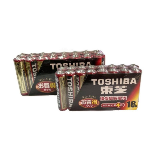 【盈億商行】 TOSHIBA東芝 碳鋅電池 AA電池 3號電池 AAA電池 4號電池 1.5V 16入 環保包裝