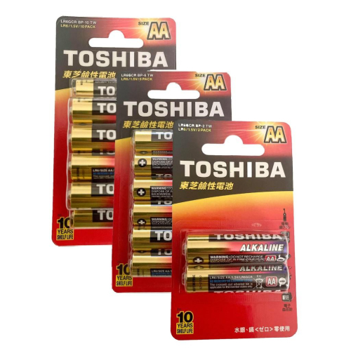 【盈億商行】 TOSHIBA東芝 鹼性電池 3號電池 AA電池 1.5V 2入 6入 10入 卡裝