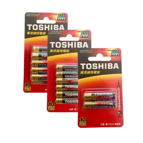 【盈億商行】 TOSHIBA東芝 鹼性電池 4號電池 AAA電池 1.5V 2入 6入 10入 卡裝