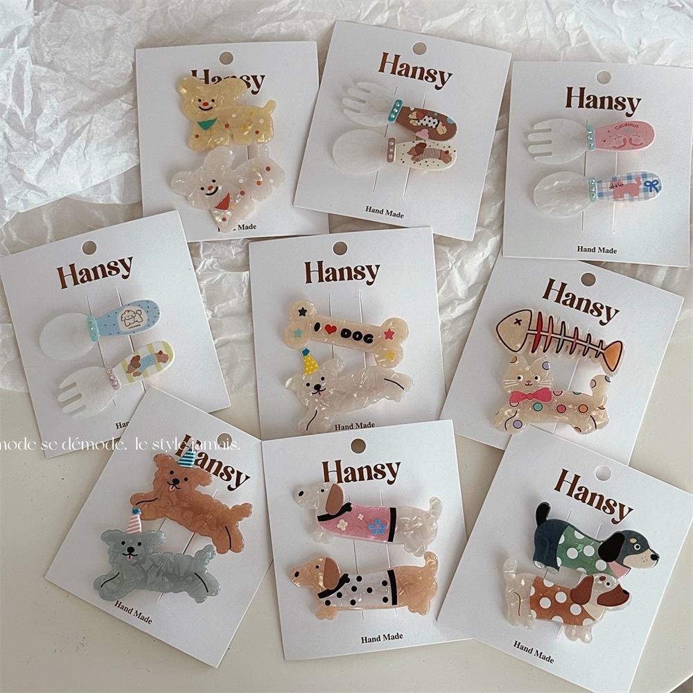 📌現貨 通通可愛多巴胺髮夾 2隻裝小貓小狗叉子湯匙髮夾 搞笑髮夾 小貓髮夾 小狗髮夾 劉海側夾髮飾 髮夾 2入髮夾 可愛-細節圖4