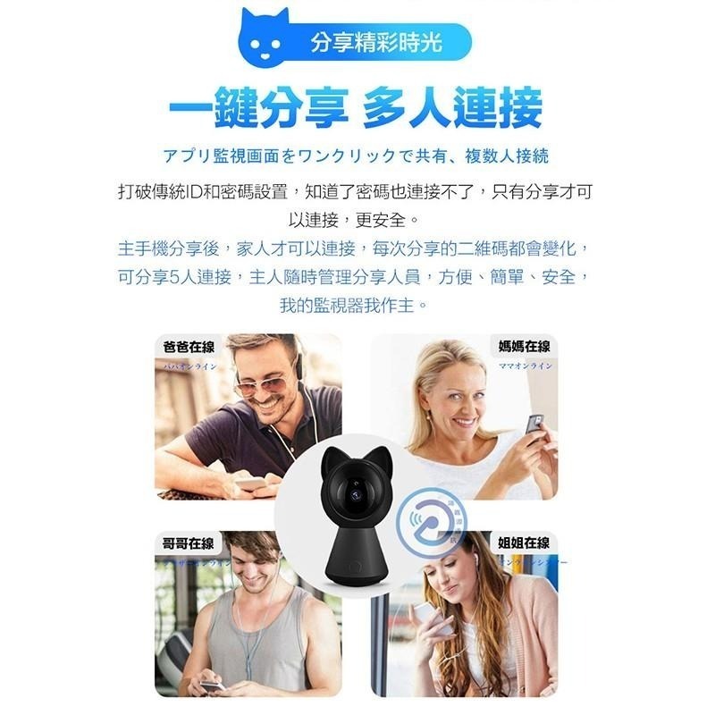 【HJY】 CAT-1 智能貓耳1080P高清WIFI監視器 自動追蹤 紅外線夜視 攝影機 雙向語音 APP網路監控-細節圖8