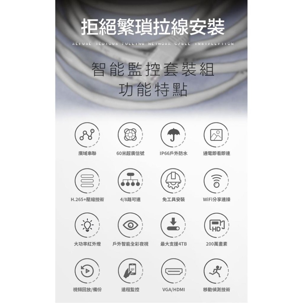 鴻嘉源 VS11監視套裝組 專用旋轉鏡頭加購 1080P高清 可手機控制 355度旋轉-細節圖2