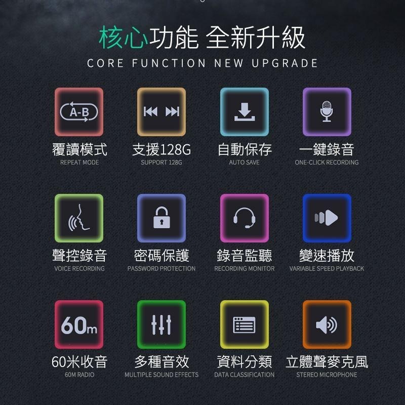 鴻嘉源 M8+32G錄音筆 超長續航 台灣現貨 可播MP3  收音60米  繁體中文 密碼保護 聲控錄音 錄音-細節圖5
