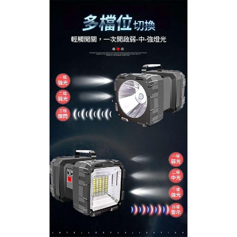 【限時購】 100W手持式戶外探照燈 L9多功能探照燈 電量顯示 雙開關 L2燈珠 露營照明 車用警示燈 USB充電-細節圖8